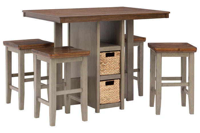 Lettner Gray/Brown 5-Piece Counter Height Set.