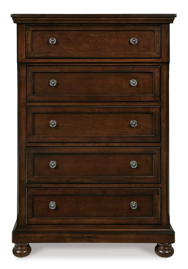 Rustic Brown 5-Piece Bedroom Set (Bed, Dresser, Mirror, Chest & Nightstand)
