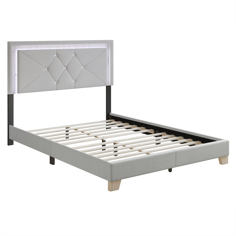 HH Silver LED Platform Bed