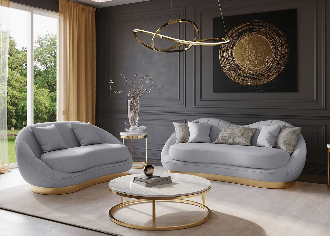 Olena (dove grey+ivory) Sofa Set