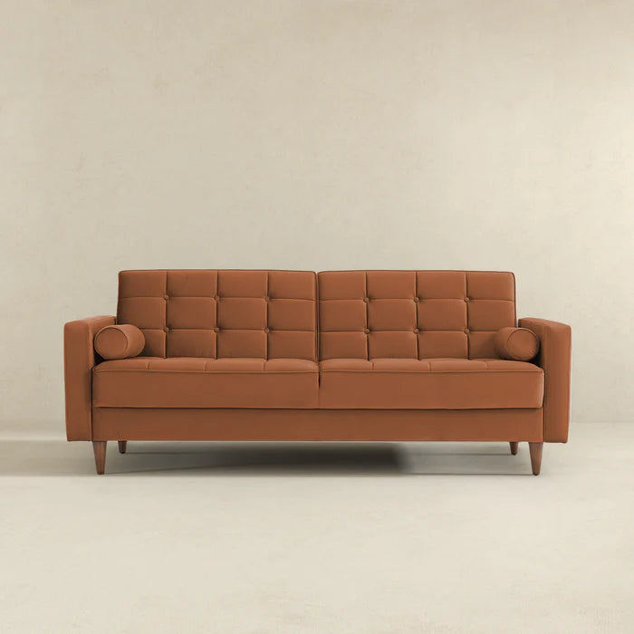 Benara Burnt Orange Velvet Sleeper Sofa.