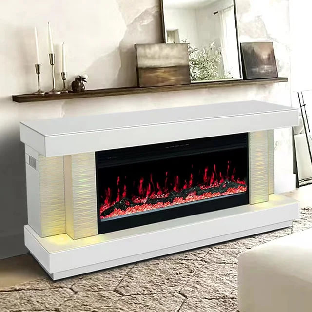 Luna White TV Stand FirePlace