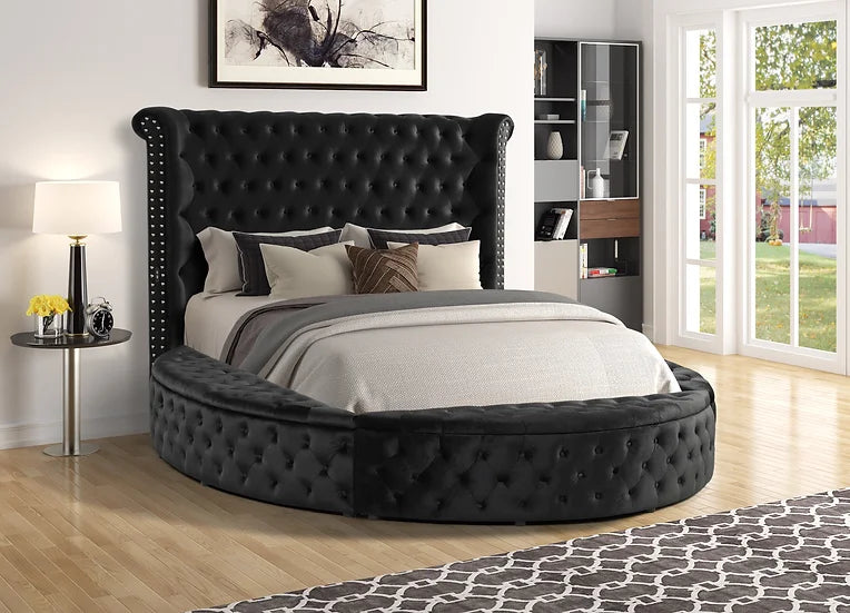 Black Lux II Velvet Platform Bed