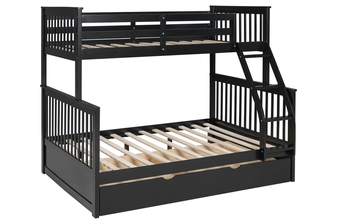 Black Twin/Full Bunk Bed with Twin Trundle