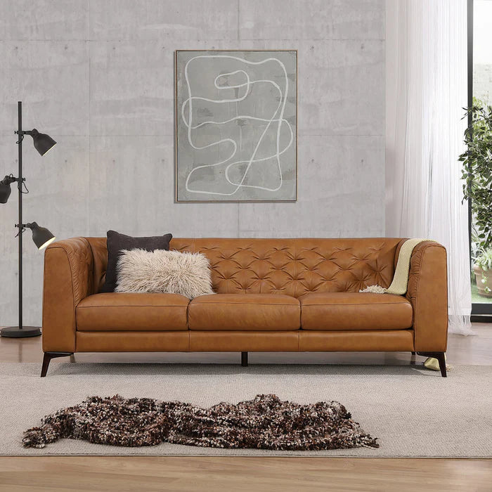 Beatnik Tan Leather Sofa.