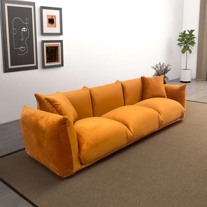 Arlo Burnt Orange Velvet Sofa.