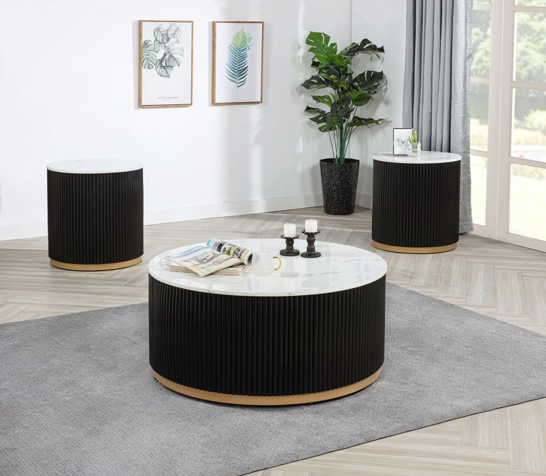 Kara Black/White 3 Pieces Cocktail  Set
