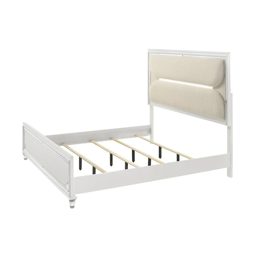 Eden White LED Panel Bed