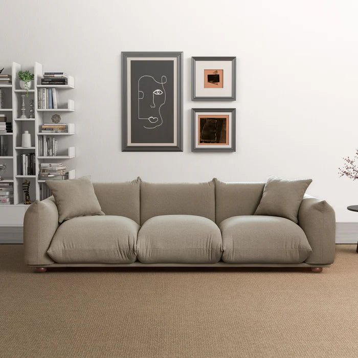 Kely 100'' Mocha Boucle Upholstered Sofa