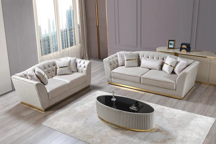 Milena Ivory Velvet Sofa 93" & Loveseat 73"