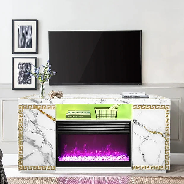 Versa White/Gold 63" TV Stand