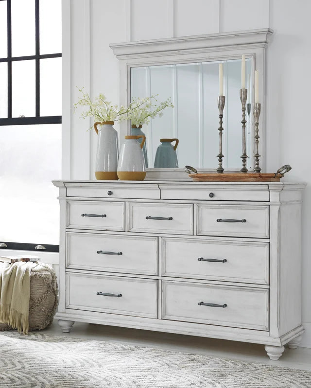Whitewash 5-Piece Bedroom Set (Bed, Dresser, Mirror, Chest & Nightstand)