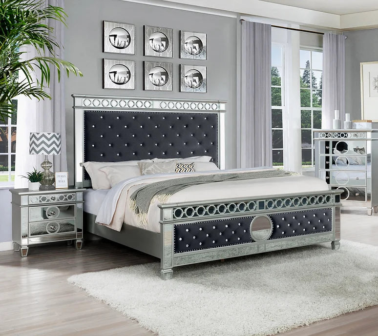 Bella Grey/Silver Velvet Bed