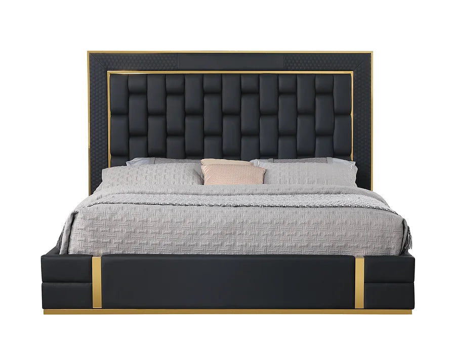 Marbella Black/Gold PU Platform Bed