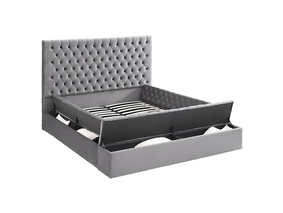 Catalina Grey Velvet Platform Bed