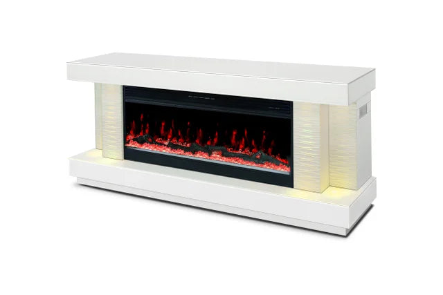 Luna White TV Stand FirePlace