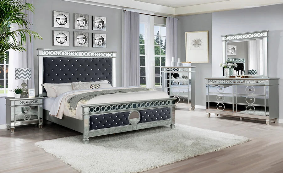 Bella Grey Velvet Panel Bedroom Set