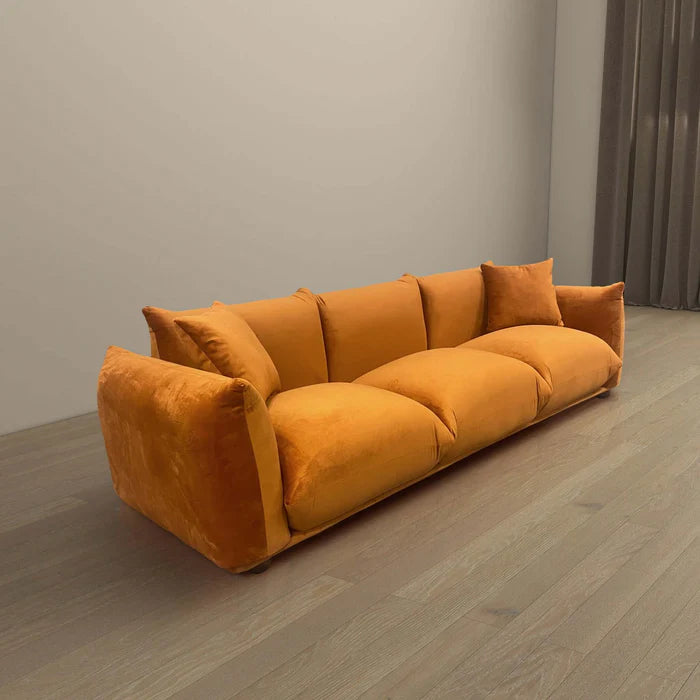 Arlo Burnt Orange Velvet Sofa.