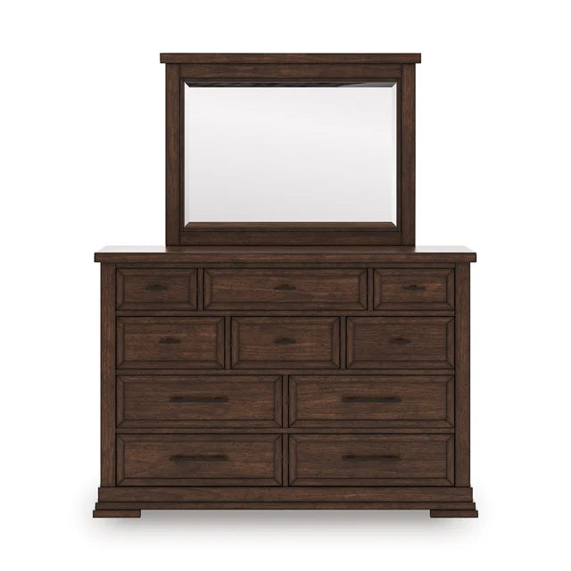Brown 5-Piece Bedroom Set (Bed, Dresser, Mirror, Chest & Nightstand)