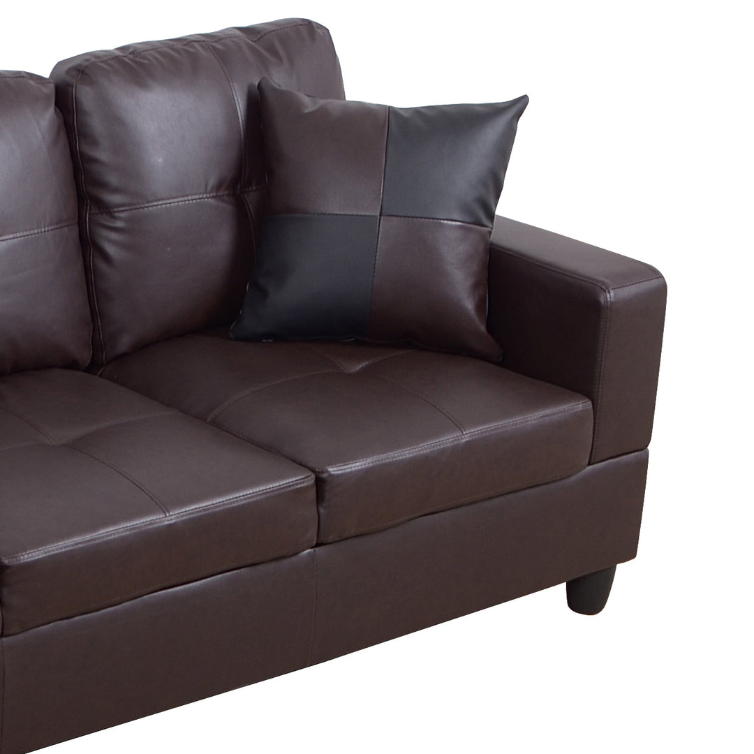 Brown Faux Leather Sectional