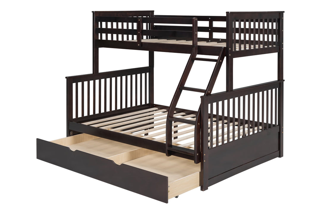 Espresso Twin/Full Bunk Bed with Twin Trundle