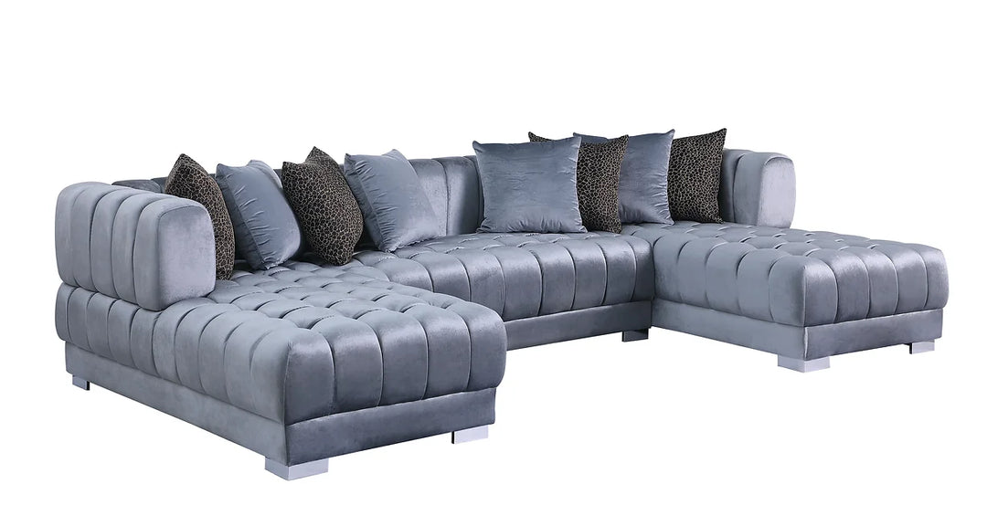 Dasha Grey Velvet Sectional Sofa