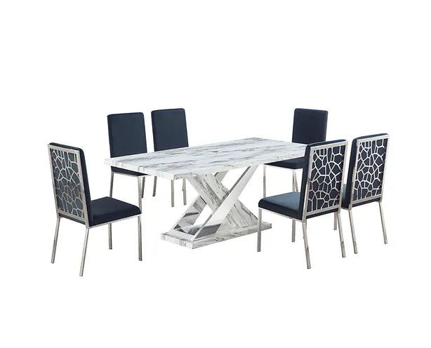 Viva White/Chrome 7- Piece Dining Set