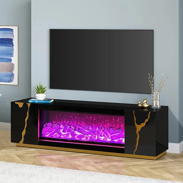 Rosa Black 71" Fireplace Tv Stand