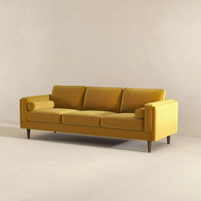 Amber Mid Century Modern Yellow Luxury Modern Velvet Sofa