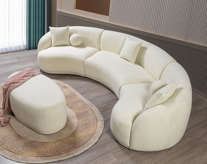 Bonita Ivory Boucle 3-Piece Curved 138" Sectional