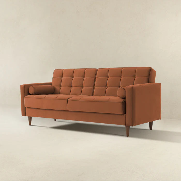 Benara Burnt Orange Velvet Sleeper Sofa.