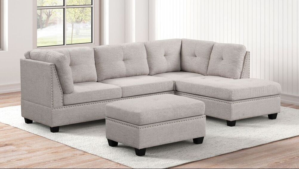 HH Sienna-Stone Sectional + Ottoman Set