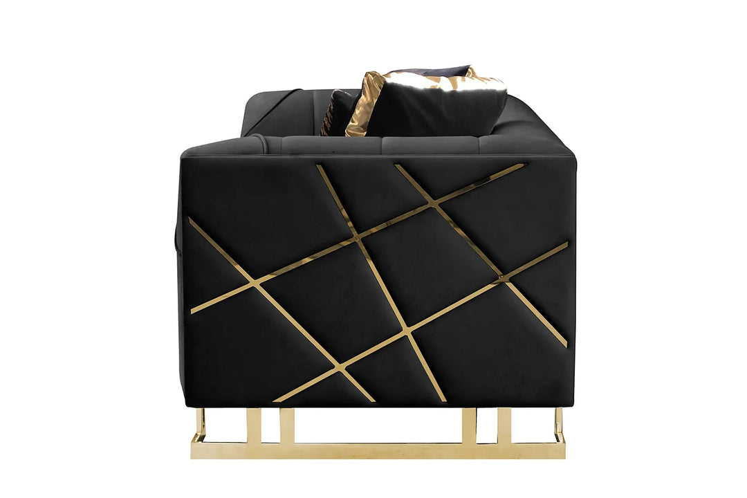 Designer Black Velvet Sofa Set