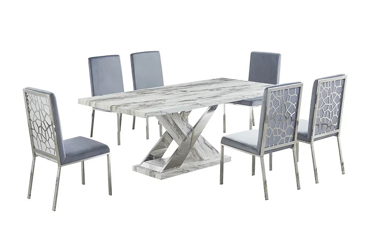 Viva White/Chrome 7- Piece Dining Set