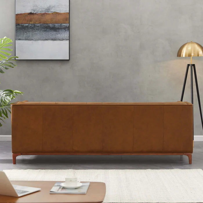 Mara Tufted Cognac Leather Sofa