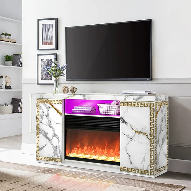 Versa White/Gold 63" TV Stand