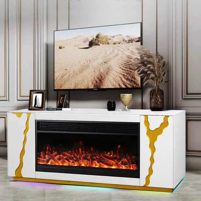 Rosa II White 71" Fireplace Tv Stand