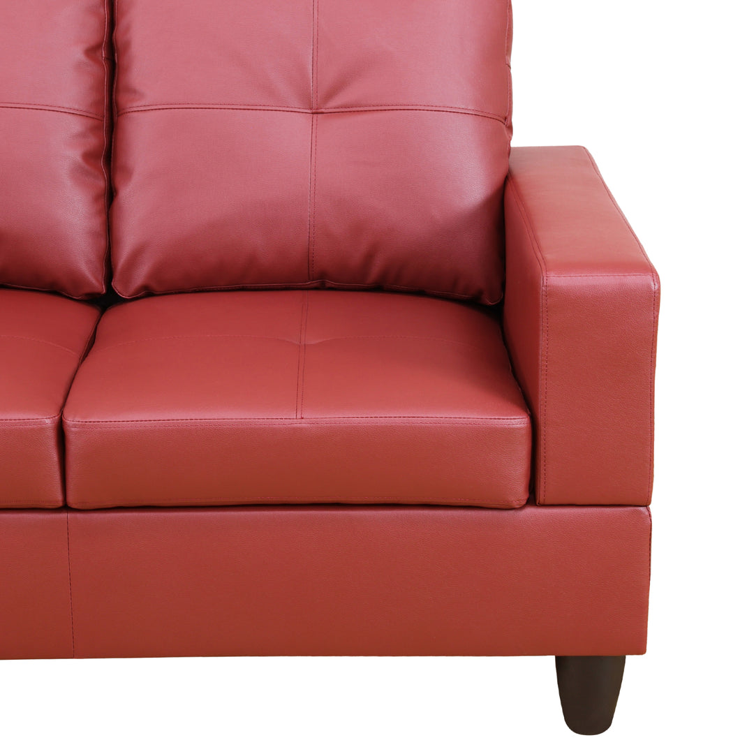 Red Faux Leather Sectional