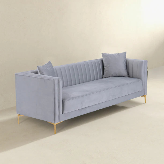 Angelina Sofa 91" (Light Grey Velvet)