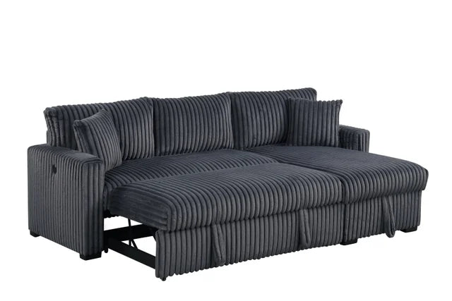 Marcos Charcoal Sectional With Pull-Out Bed