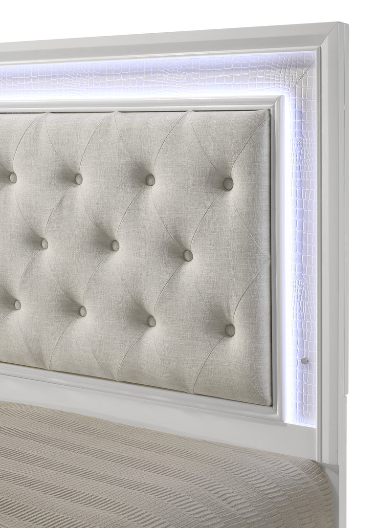 Lyssa LED Frost Upholstered Panel Bed
