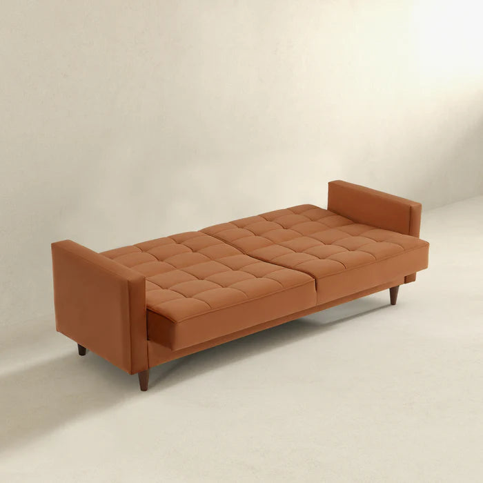 Benara Burnt Orange Velvet Sleeper Sofa.