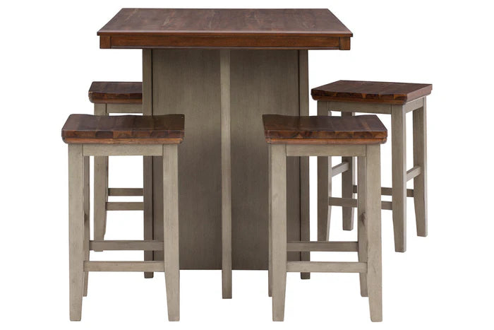 Lettner Gray/Brown 5-Piece Counter Height Set.