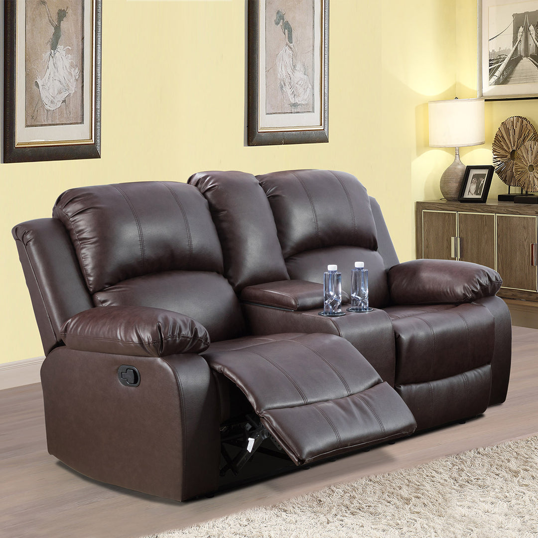 Brown Faux Leather 3-Piece Reclining Sofa Set