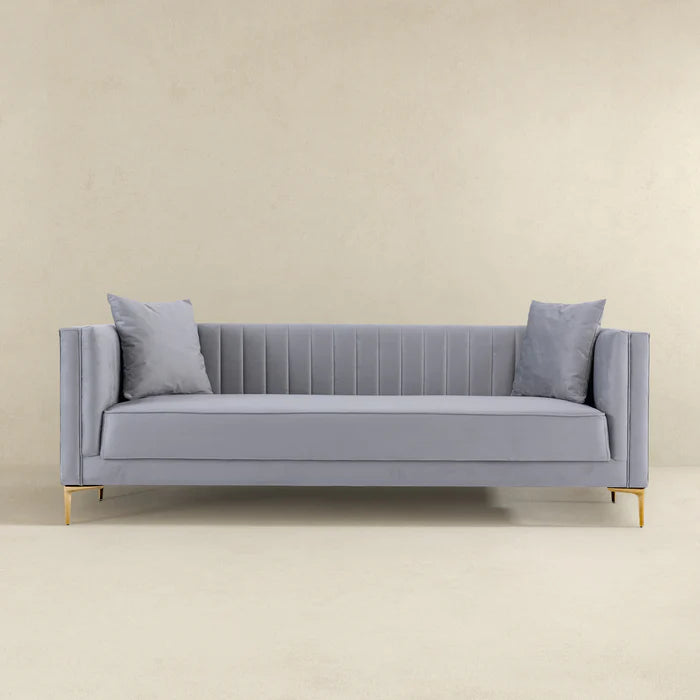 Angelina Sofa 91" (Light Grey Velvet)