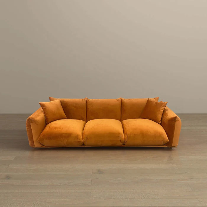 Arlo Burnt Orange Velvet Sofa.