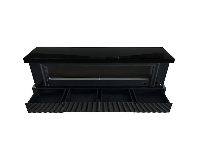 Pebble Black Fireplace 71" Tv Stand