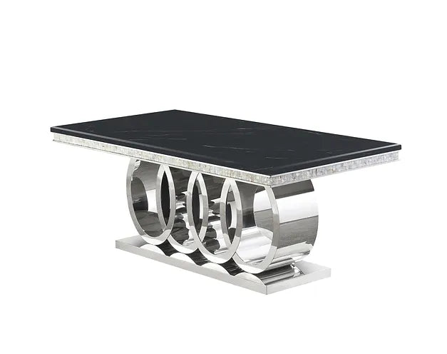 Giovanni Black/Chrome 7pcs Dining Table Set.