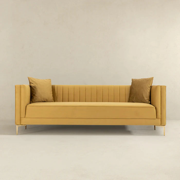 Angelina Sofa 91" (Yellow Mustard Velvet)