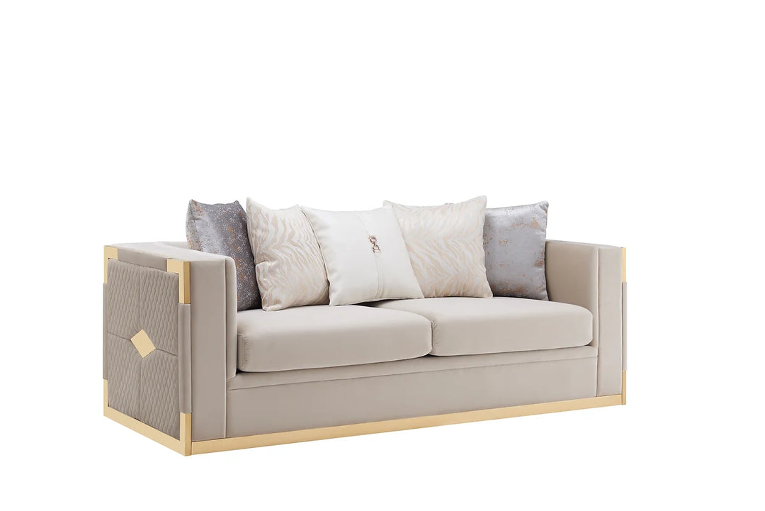 Juliet Taupe Sofa and Loveseat